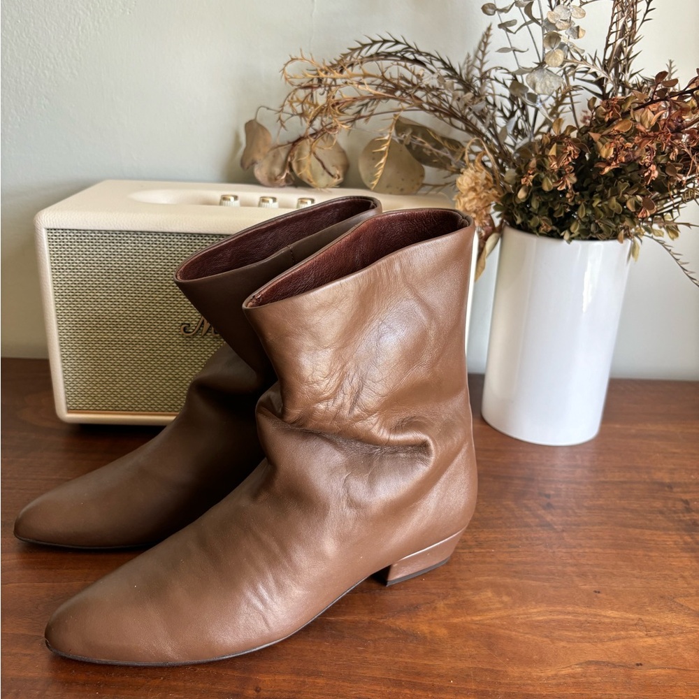 Anonymous Leather Slouchy Ankle Boots